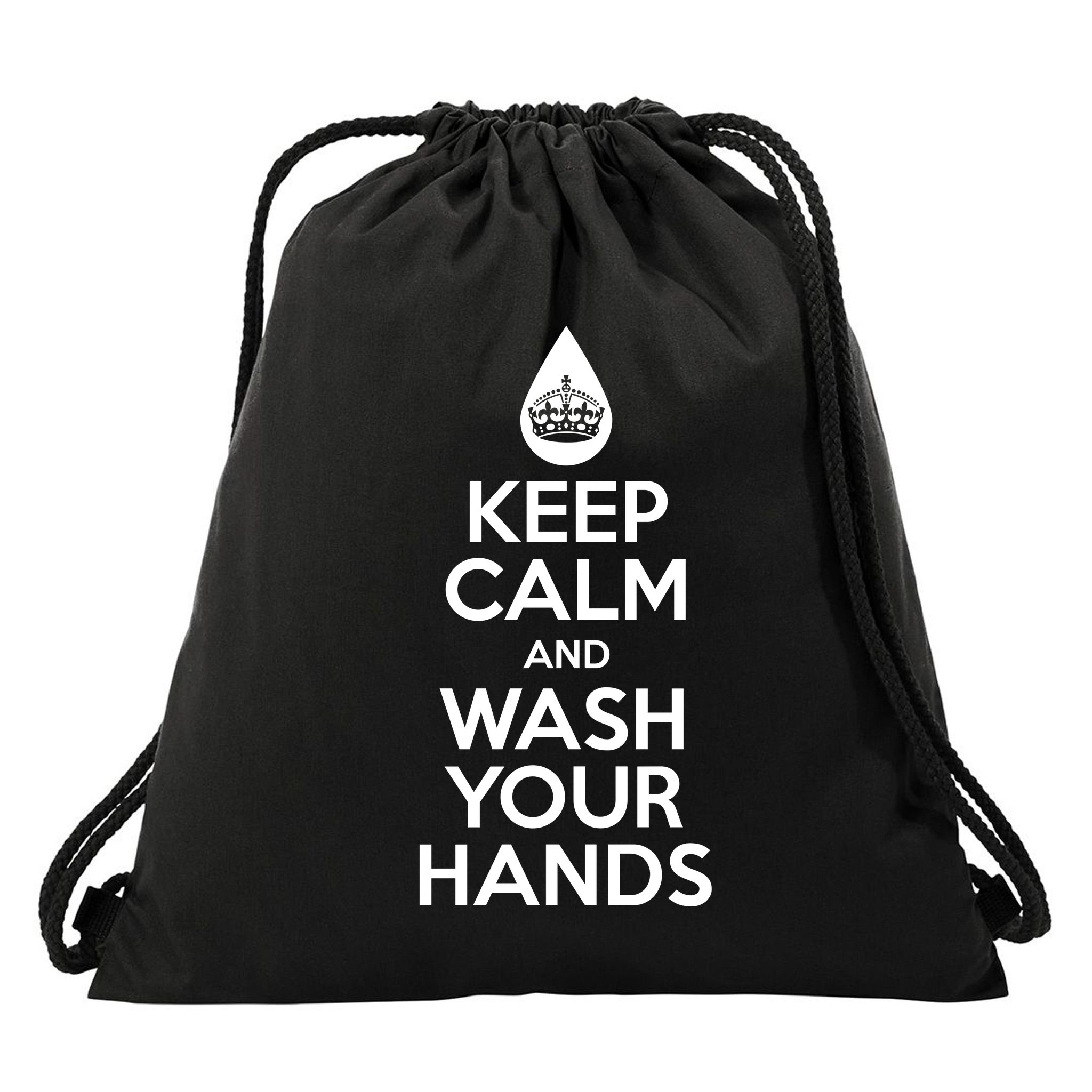 Keep Calm And Wash Your Hands Funny Virus Drawstring Bag
