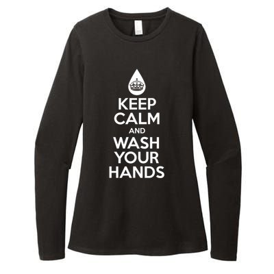 Keep Calm And Wash Your Hands Funny Virus Womens CVC Long Sleeve Shirt