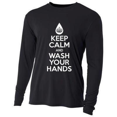 Keep Calm And Wash Your Hands Funny Virus Cooling Performance Long Sleeve Crew
