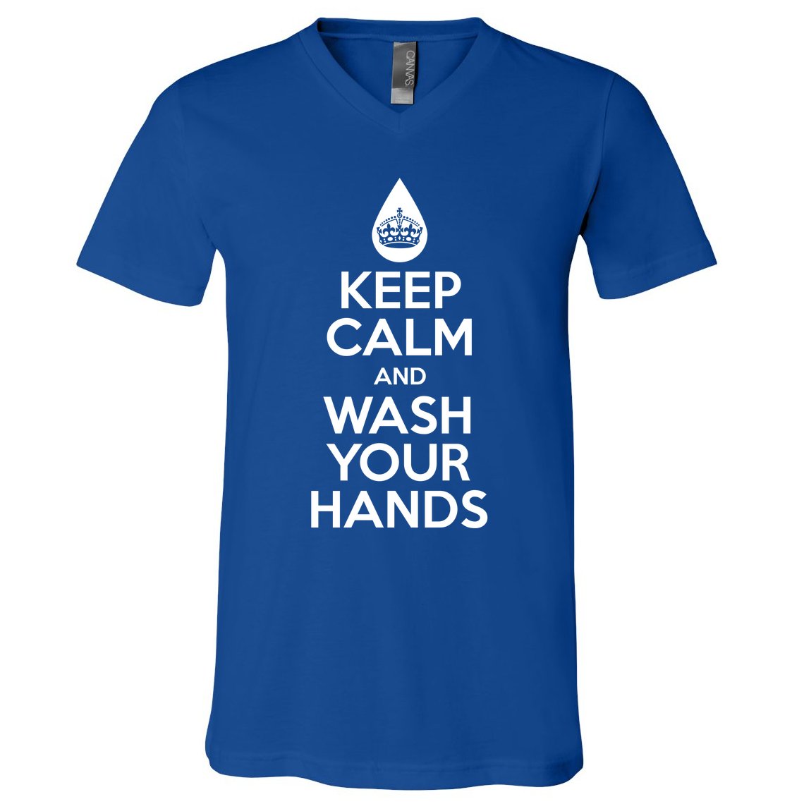 Keep Calm And Wash Your Hands Funny Virus V-Neck T-Shirt