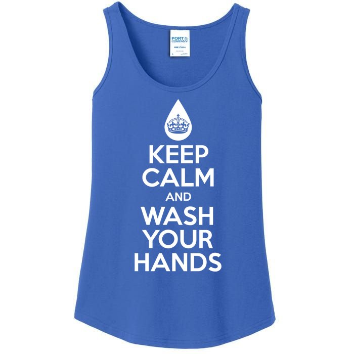 Keep Calm And Wash Your Hands Funny Virus Ladies Essential Tank