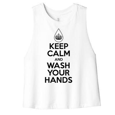 Keep Calm And Wash Your Hands Funny Virus Women's Racerback Cropped Tank