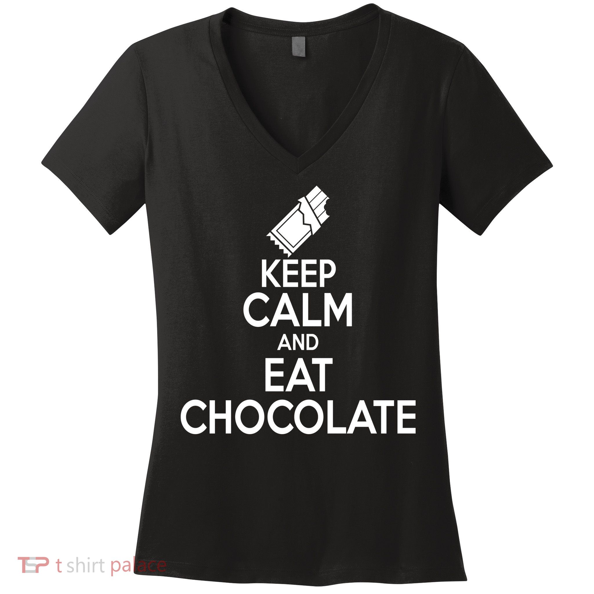 Keep Calm At Eat Chocolate Women's V-Neck T-Shirt