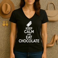 Keep Calm At Eat Chocolate Women's V-Neck T-Shirt