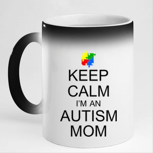 Keep Calm Autism Mom Awareness 11oz Black Color Changing Mug