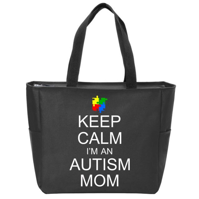 Keep Calm Autism Mom Awareness Zip Tote Bag