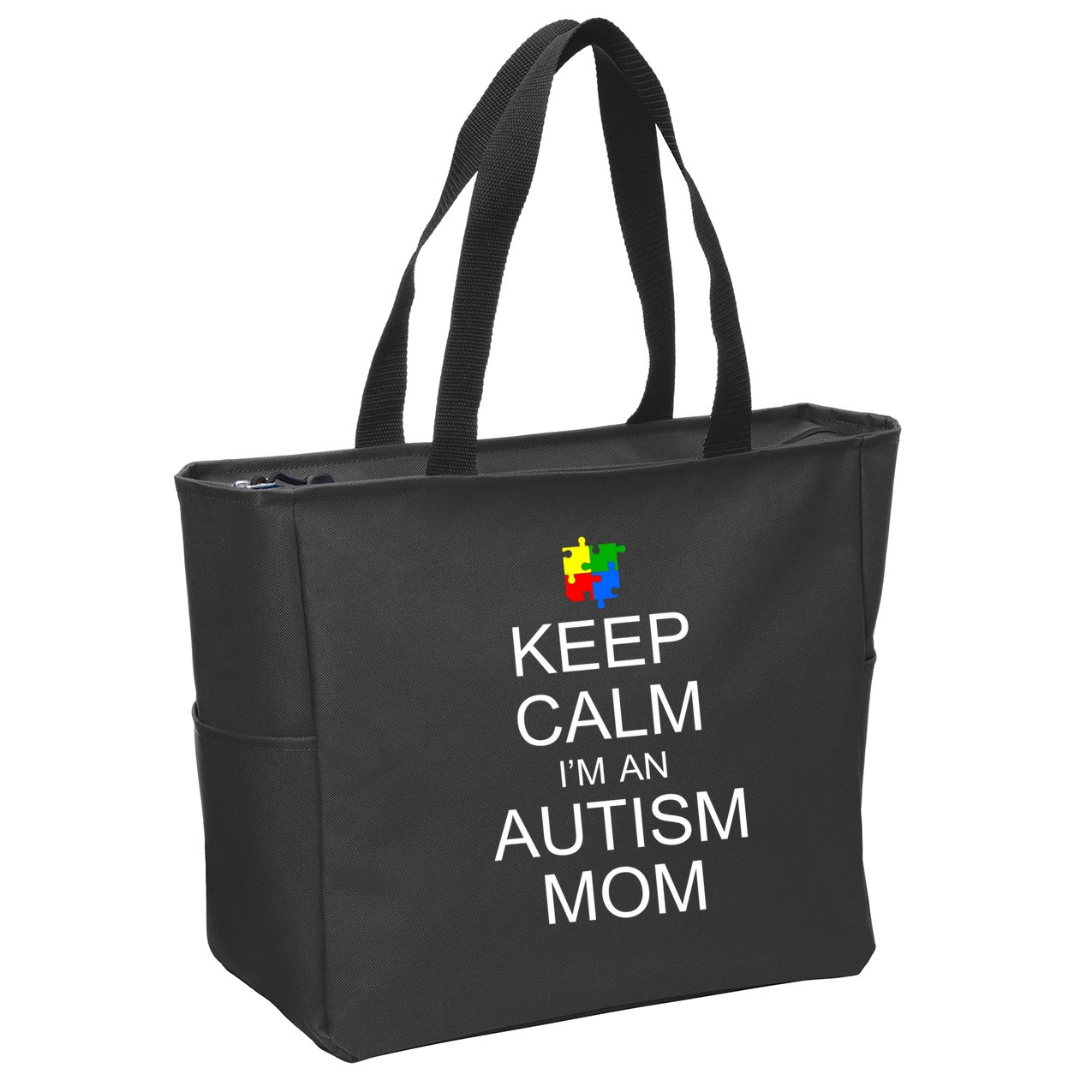 Keep Calm Autism Mom Awareness Zip Tote Bag