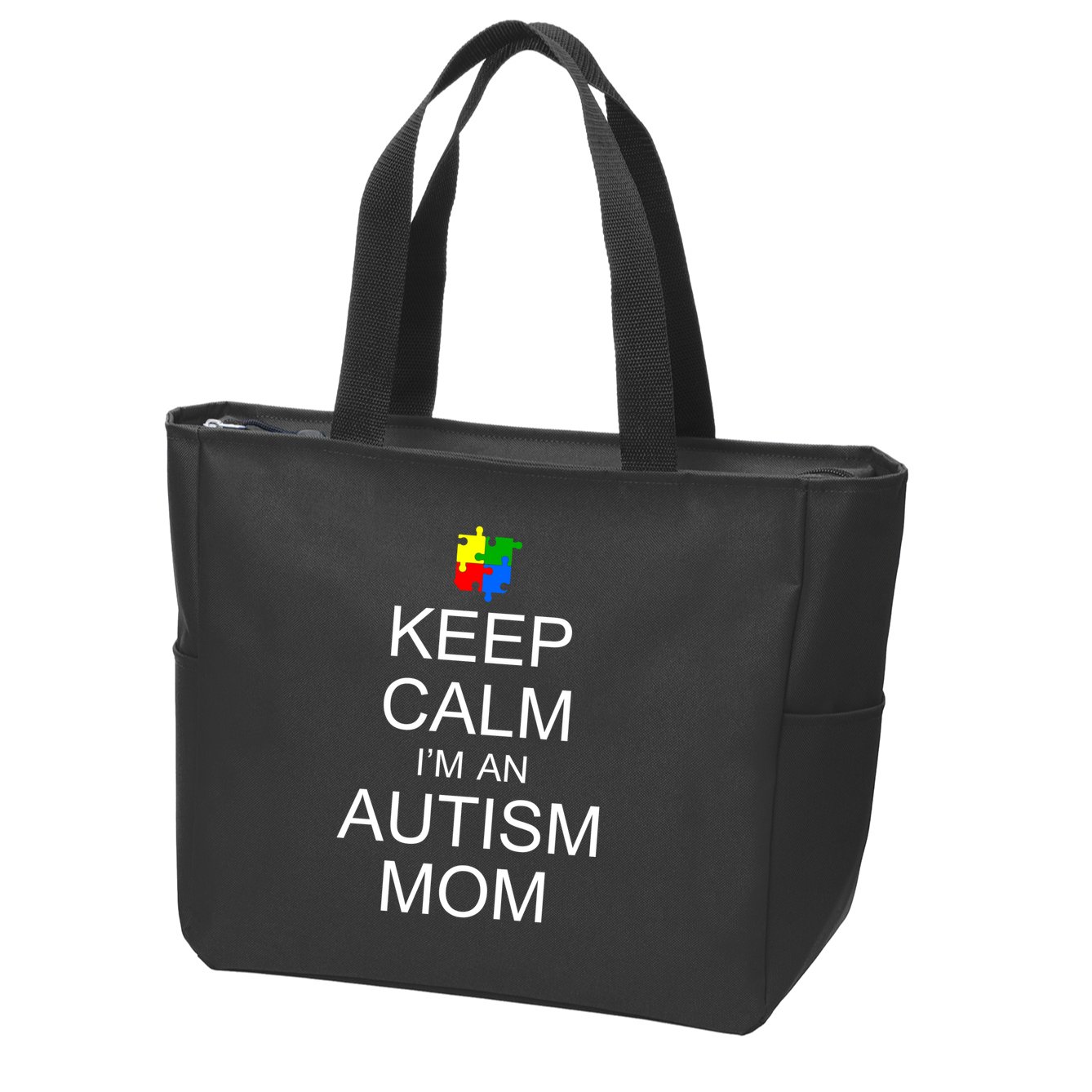 Keep Calm Autism Mom Awareness Zip Tote Bag