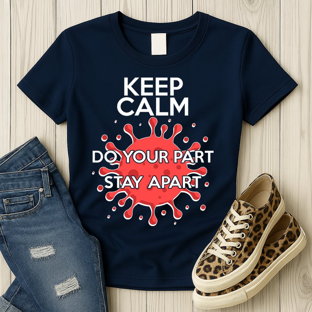 Keep Calm Do Your Part Stay Apart Virus Womens T-Shirt