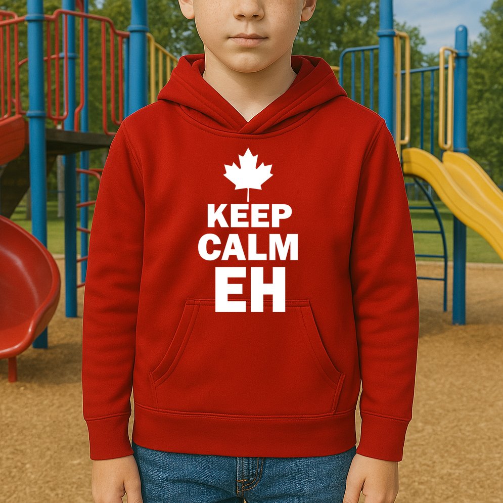 Keep Calm EH Funny Canadian  Kids Hoodie