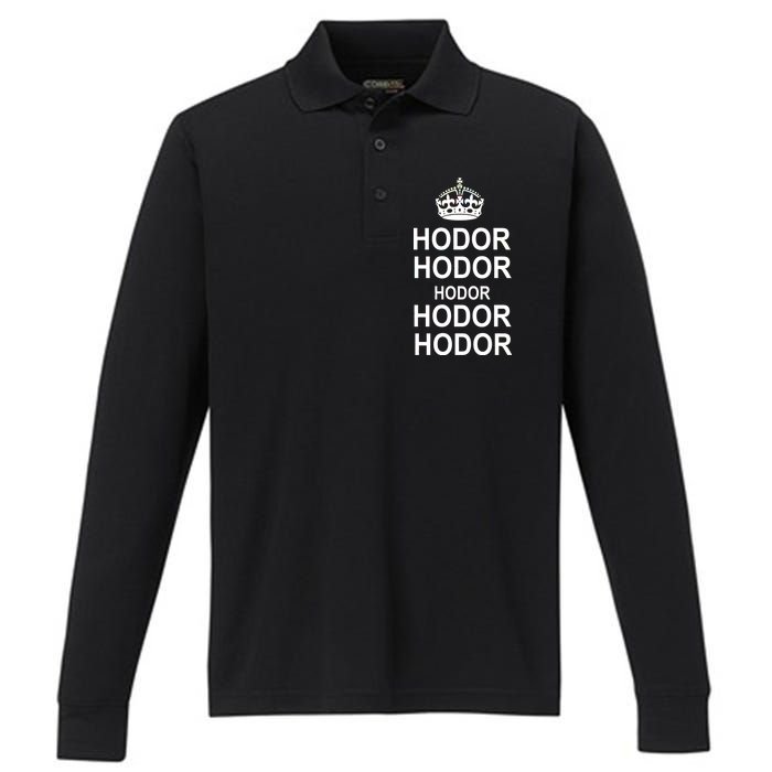 Keep Calm Hodor Performance Long Sleeve Polo