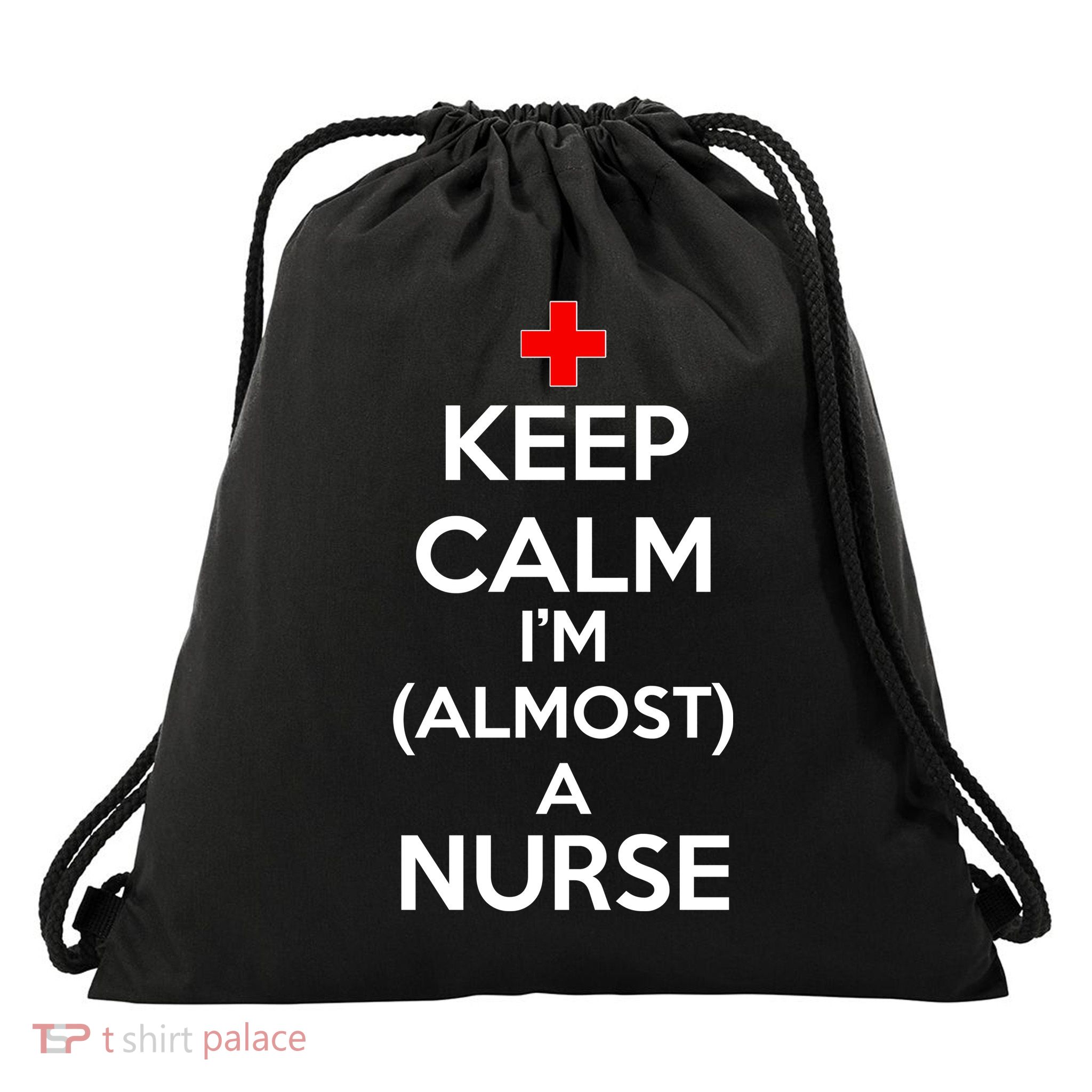 Keep Calm I'm Almost A Nurse Drawstring Bag