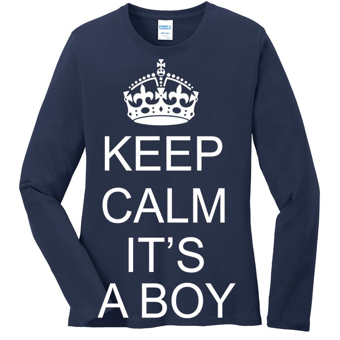 Keep Calm It's A Boy Ladies Long Sleeve Shirt