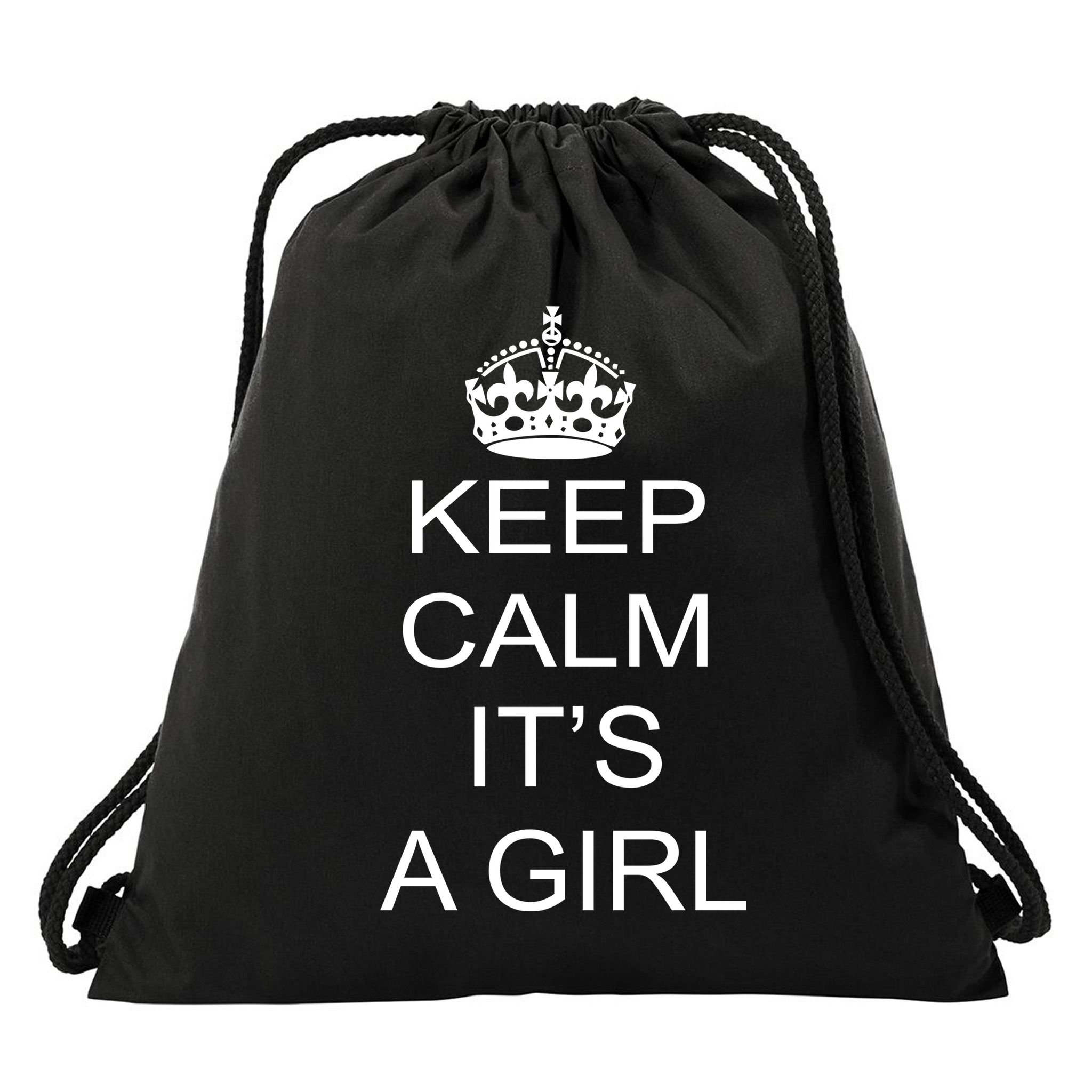 Keep Calm It's A Girl Drawstring Bag