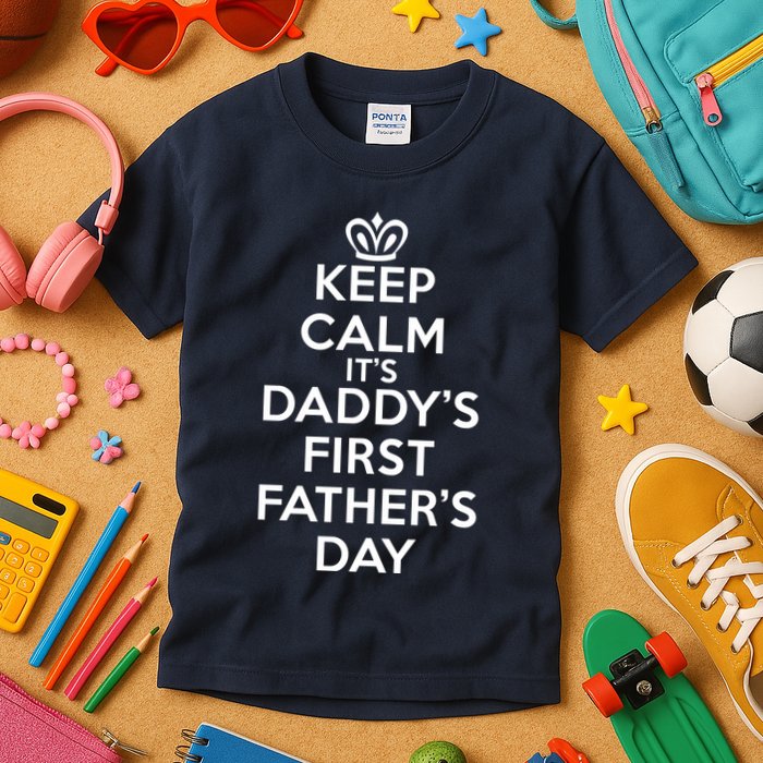 Keep Calm It's My Daddy's First Father's Day Kids T-Shirt