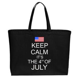 Keep Calm It's The 4th of July USA Flag Cotton Canvas Jumbo Tote