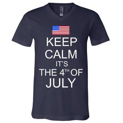 Keep Calm It's The 4th of July USA Flag V-Neck T-Shirt