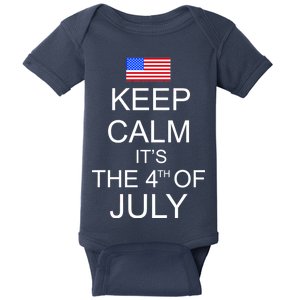 Keep Calm It's The 4th of July USA Flag Baby Bodysuit