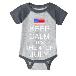 Keep Calm It's The 4th of July USA Flag Infant Baby Jersey Bodysuit