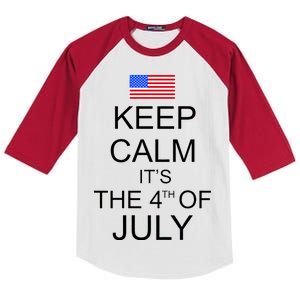 Keep Calm It's The 4th of July USA Flag Kids Colorblock Raglan Jersey