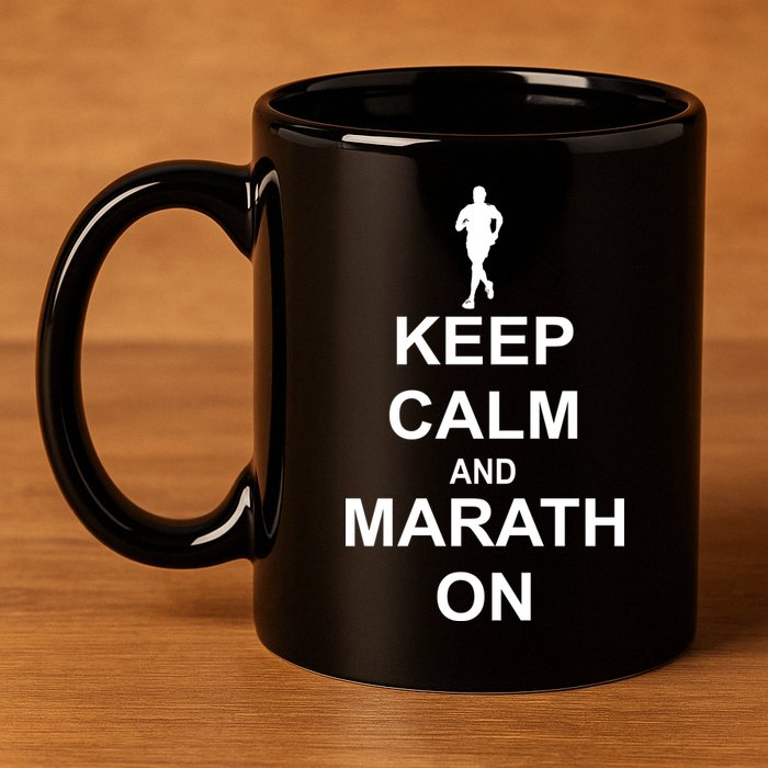 Keep Calm Marathon On 11oz C Handle Ceramic Mug