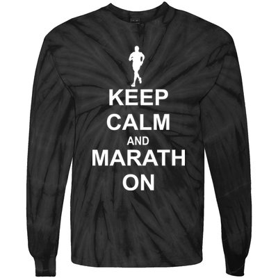 Keep Calm Marathon On Tie-Dye Long Sleeve Shirt