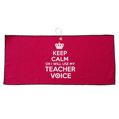 Keep Calm Or I Will Use My Teacher Voice Large Microfiber Waffle Golf Towel