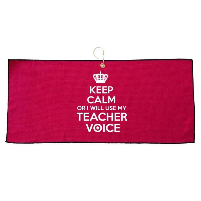 Keep Calm Or I Will Use My Teacher Voice Large Microfiber Waffle Golf Towel