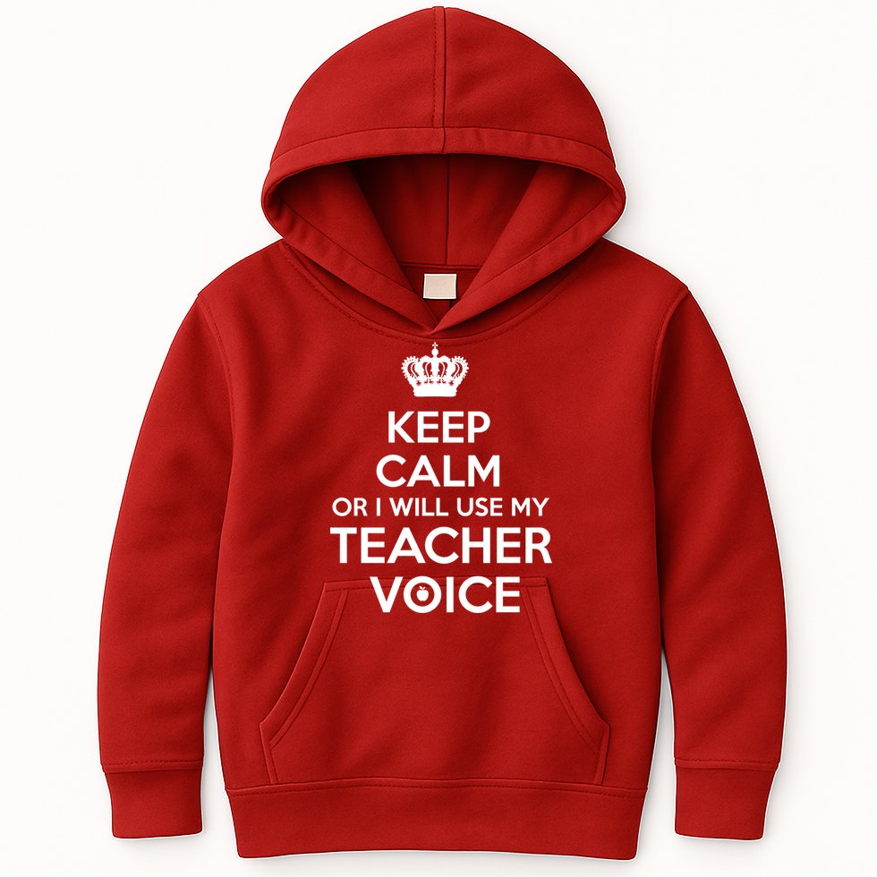 Keep Calm Or I Will Use My Teacher Voice Kids Hoodie
