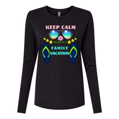 Keep Calm We're On A Family Vacation Womens Cotton Relaxed Long Sleeve T-Shirt