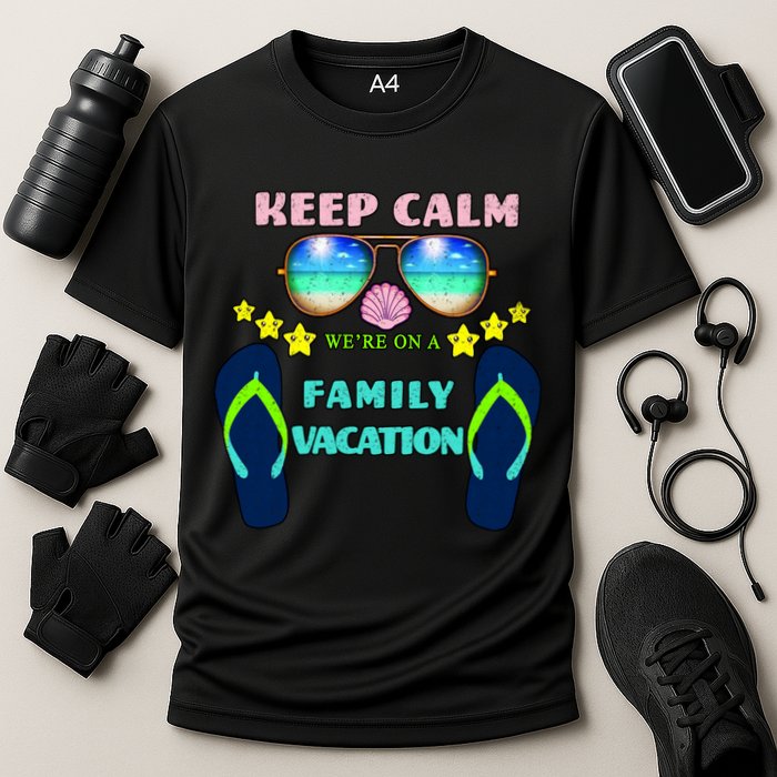 Keep Calm We're On A Family Vacation Cooling Performance Crew T-Shirt