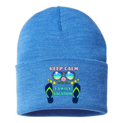 Keep Calm We're On A Family Vacation Sustainable Knit Beanie