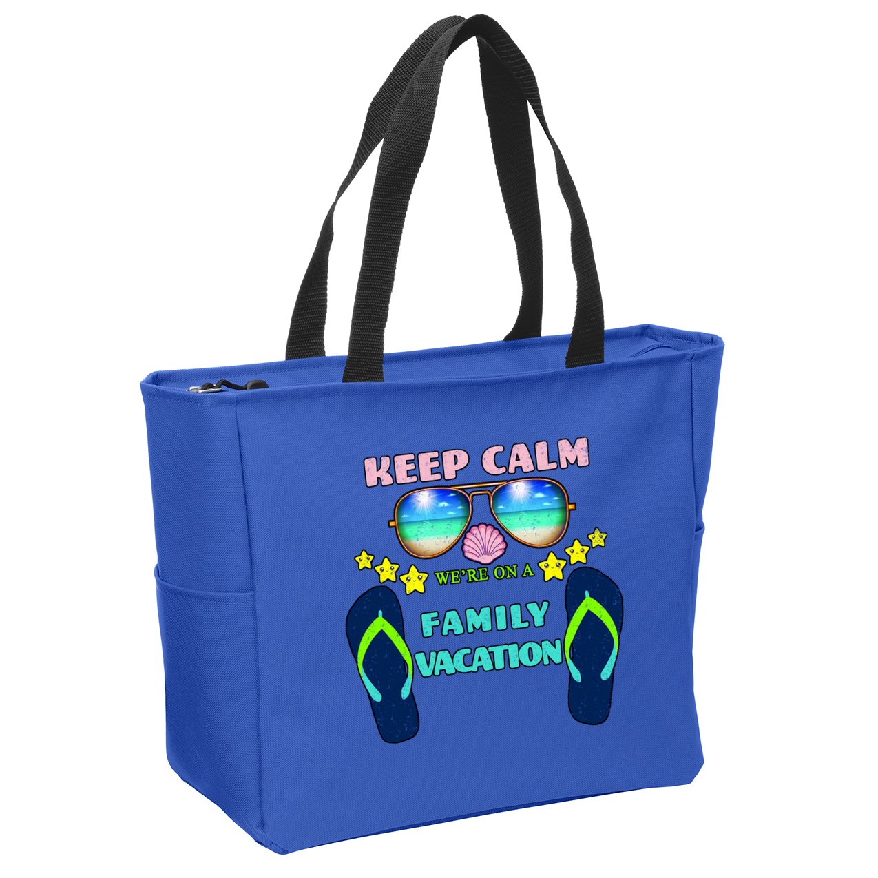Keep Calm We're On A Family Vacation Zip Tote Bag