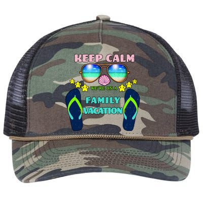 Keep Calm We're On A Family Vacation Retro Rope Trucker Hat Cap