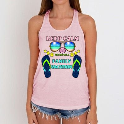 Keep Calm We're On A Family Vacation Women's Knotted Racerback Tank