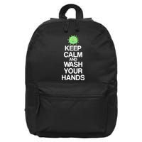 Keep Clam And Wash Your Hands 16 in Basic Backpack