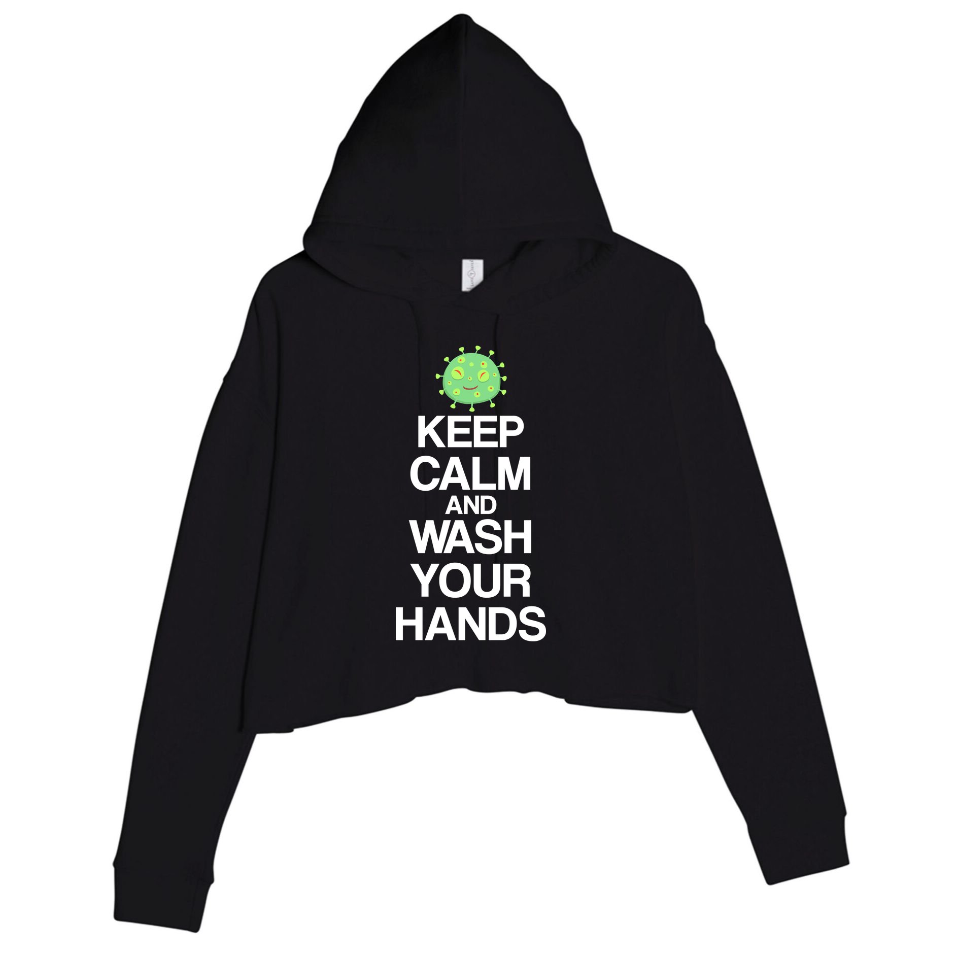Keep Clam And Wash Your Hands Crop Fleece Hoodie