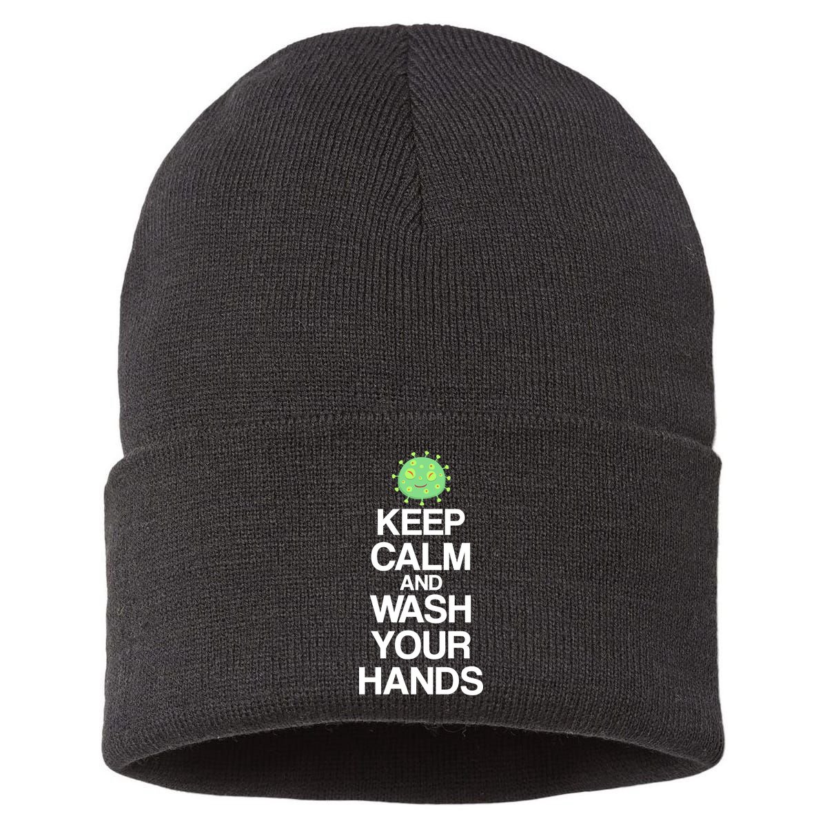 Keep Clam And Wash Your Hands Sustainable Knit Beanie