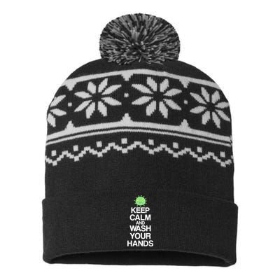 Keep Clam And Wash Your Hands USA-Made Snowflake Beanie