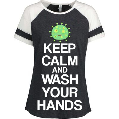 Keep Clam And Wash Your Hands Enza Ladies Jersey Colorblock Tee