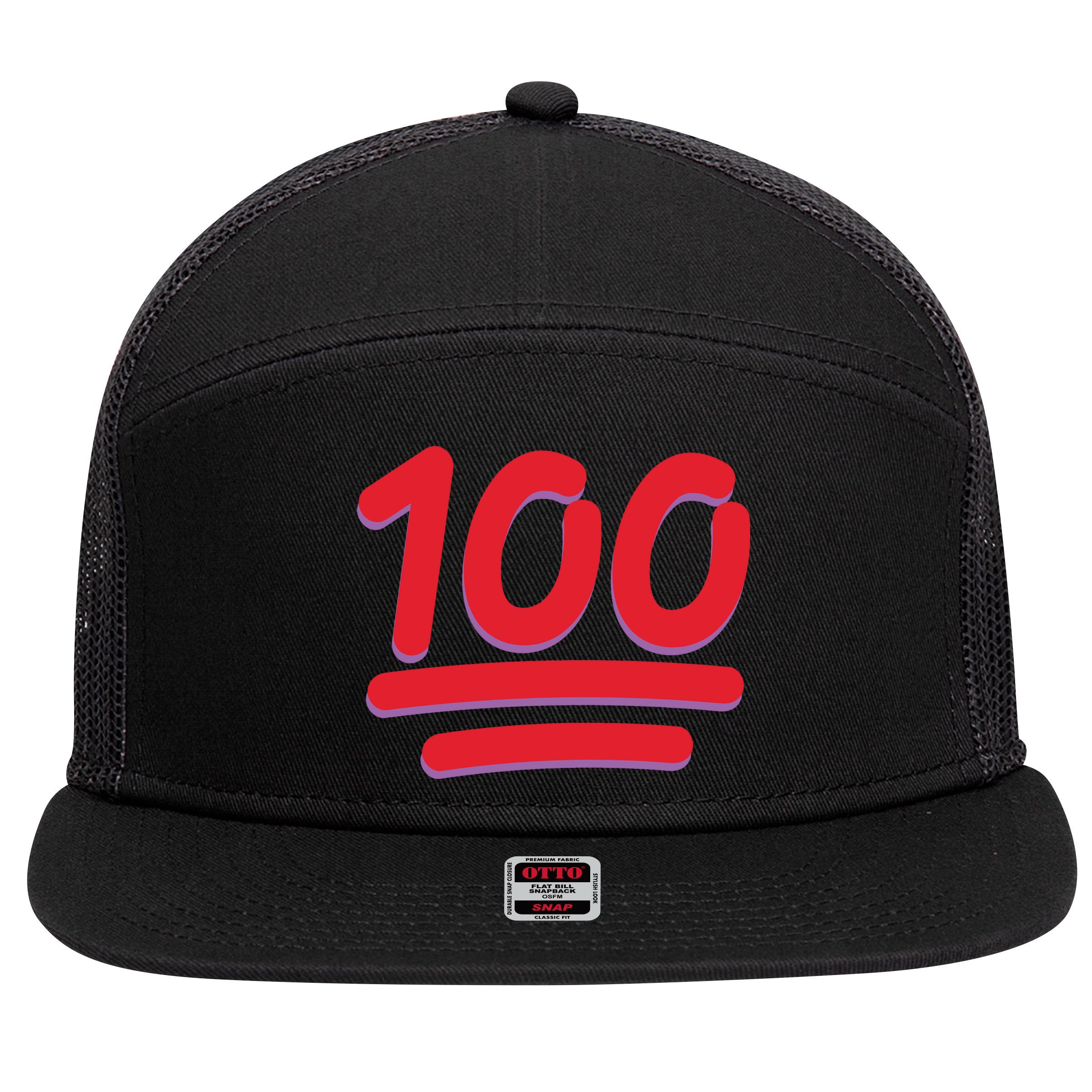 Keep It 100 One Hundred Emoji 7 Panel Mesh Trucker Snapback Hat