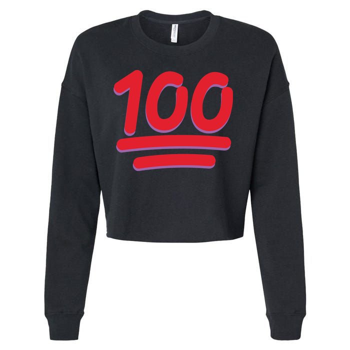 Keep It 100 One Hundred Emoji Cropped Pullover Crew