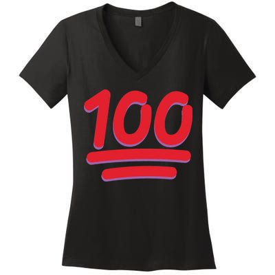 Keep It 100 One Hundred Emoji Women's V-Neck T-Shirt