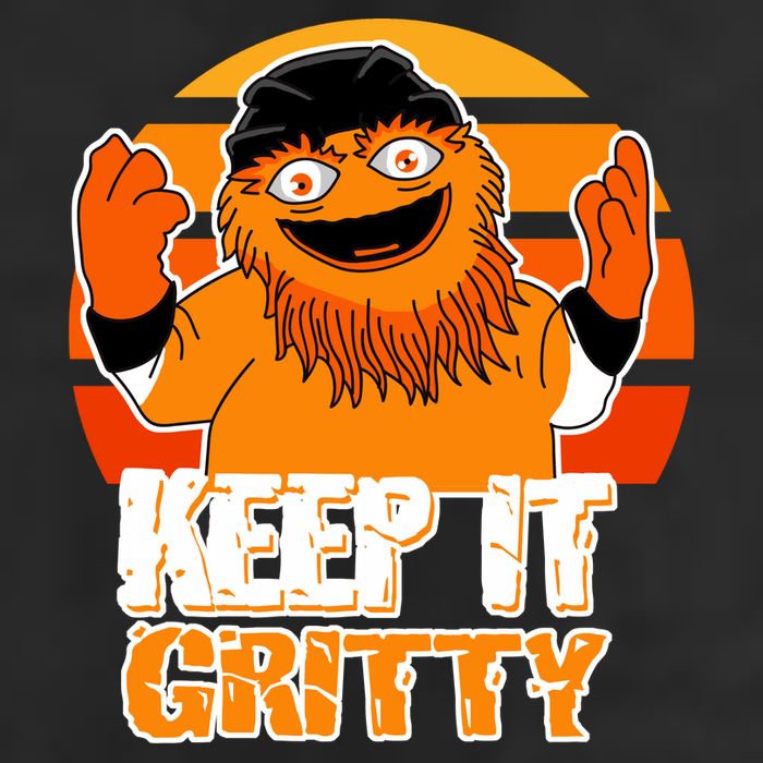Keep It Gritty Retro Hockey Mascot 7 Panel Mesh Trucker Snapback Hat