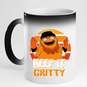 Keep It Gritty Retro Hockey Mascot 11oz Black Color Changing Mug