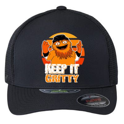 Keep It Gritty Retro Hockey Mascot Flexfit Unipanel Trucker Cap