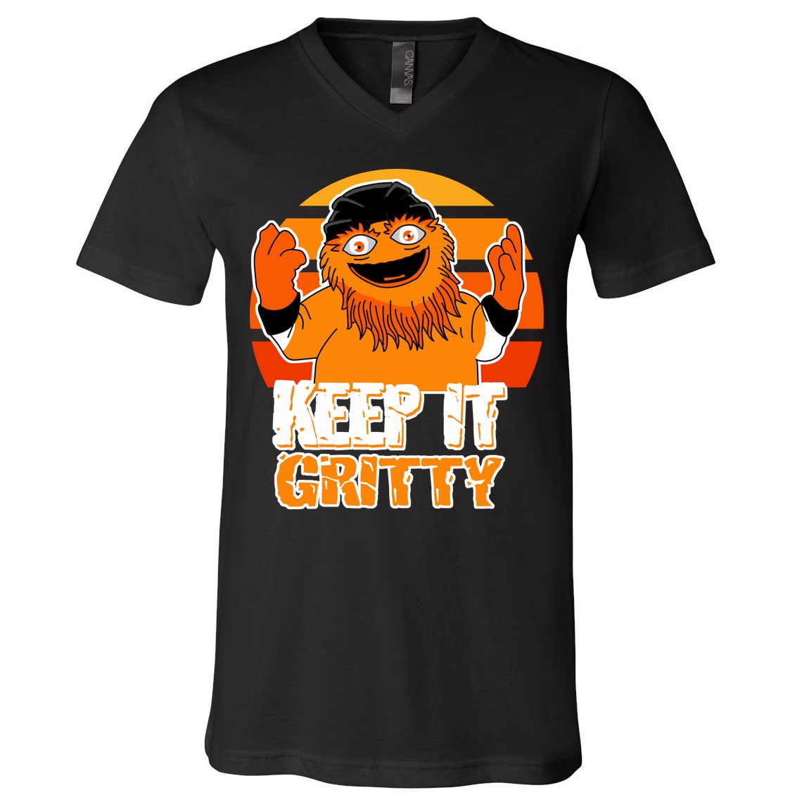 Keep It Gritty Retro Hockey Mascot V-Neck T-Shirt