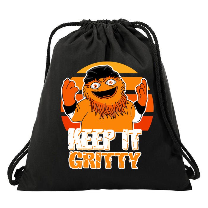 Keep It Gritty Retro Hockey Mascot Drawstring Bag