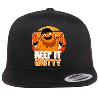 Keep It Gritty Retro Hockey Mascot Flat Bill Trucker Hat