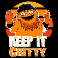 Keep It Gritty Retro Hockey Mascot Flat Bill Trucker Hat